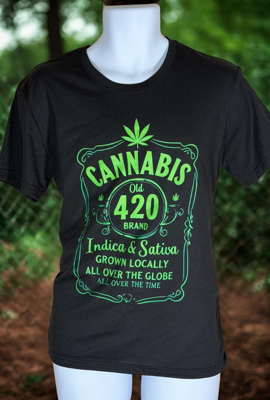 Cannabis Old 420 Brand Indica & Sativa Black T, New - Picture 3 of 5